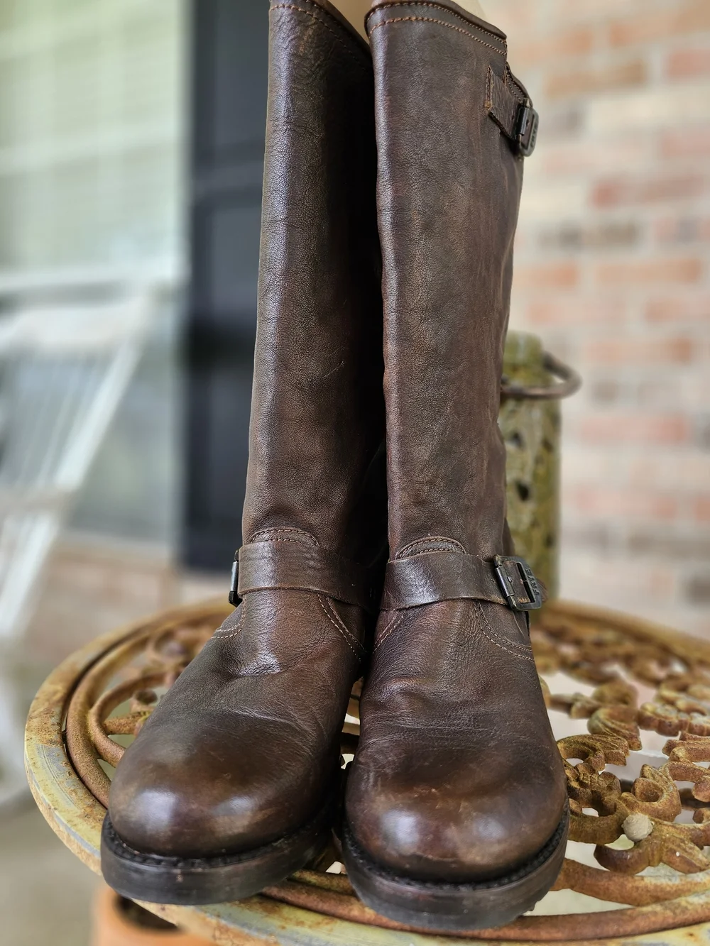 Frye Veronica Slouch Dark Brown Leather Boots Womens Approx.Size 11/11.5
